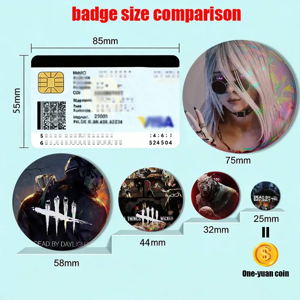 Art DBD game Dead by Daylight Laser reflective round badges pins bag clothing decorations collectibles gifts for friends