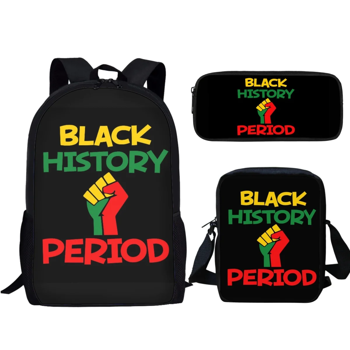 

Black History Month Juneteenth 1865 3Pcs/Set School Bag for Boy Girl Stationery Organizer Large Capacity Backpack Student Gift