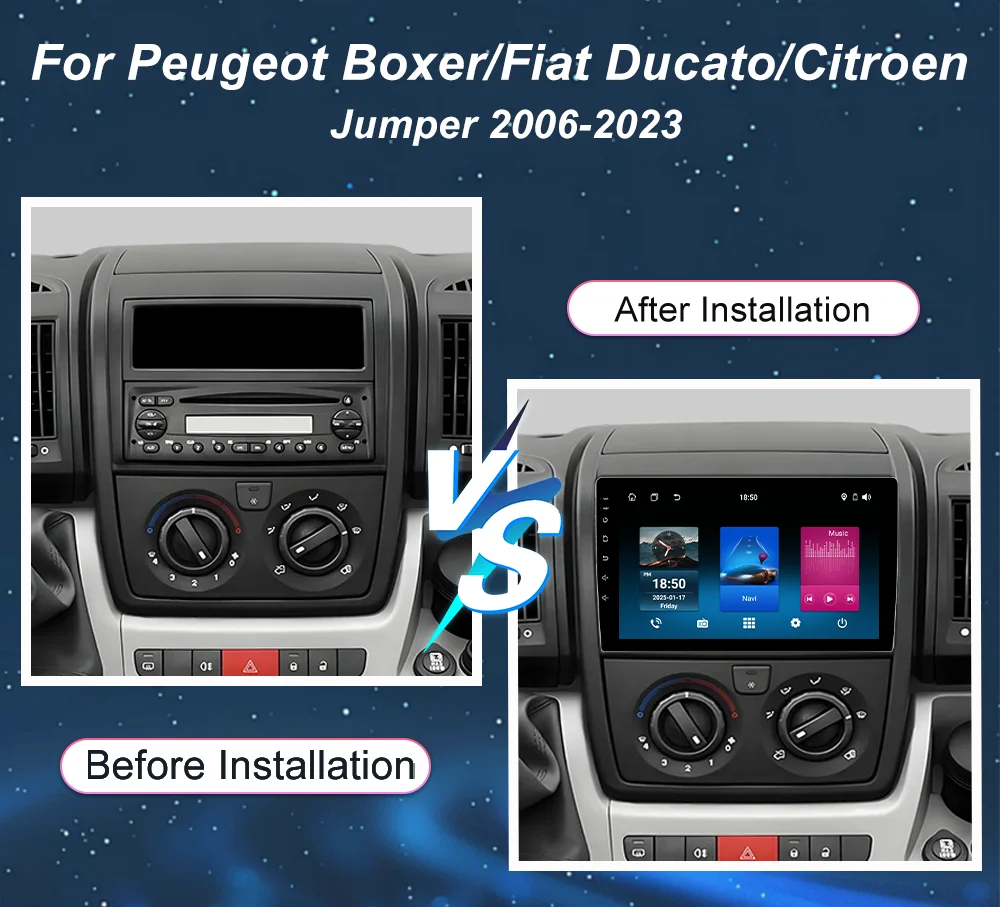 For Peugeot Boxer/Fiat Ducato/Citroen Jumper 2006-2023 Car Radio Stereo Android Auto Multimedia Player GPS Carplay 4G Wifi Video