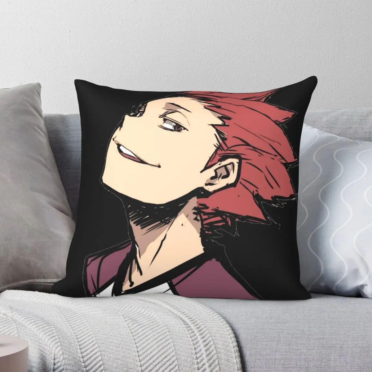 Satori Tendou Haikyuu Manga Version Square Pillowcase Polyester Linen Velvet Printed Zip Decor Car Cushion Cover