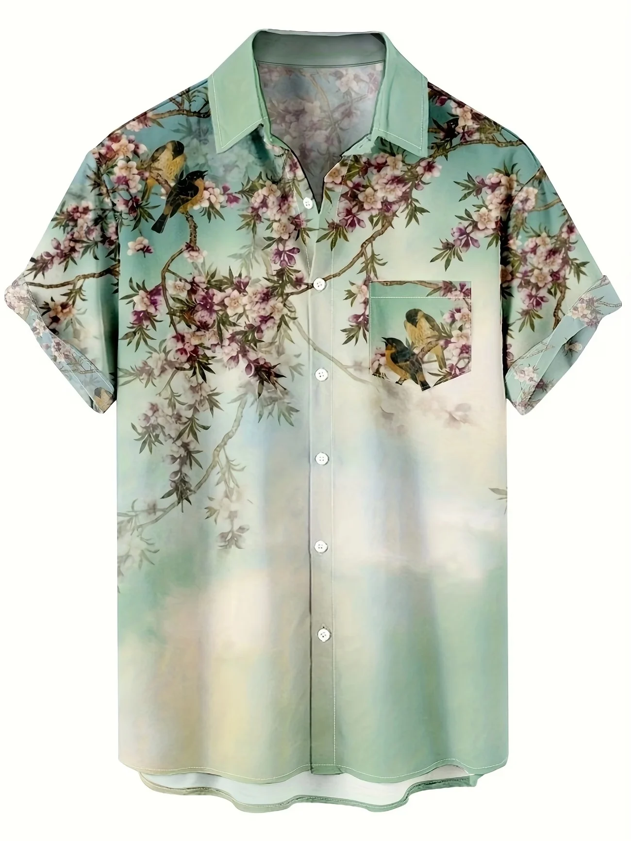 

Fresh flowers bloom in men's short sleeved shirts, fashionable and trendy, loose and breathable, suitable for street and outdoor