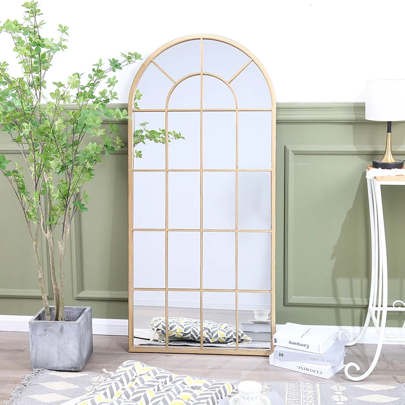 

Gold Frame Arch Decoration Modern Dressing Room Wall Full Length Floor Mirror Outdoor Garden Mirror