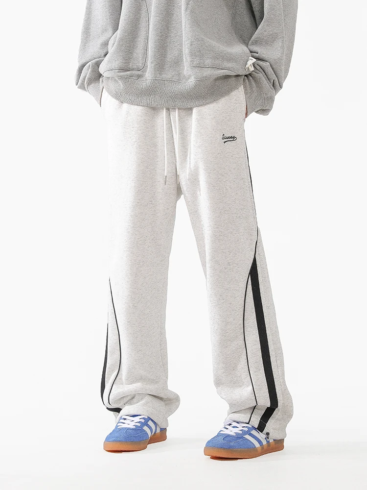 미국식 스트라이프 스포츠 팬츠 남성용 가을 겨울 루즈 스트레이트 캐주얼 헤비웨이트 롱 트라우저 다용도 스트레이트 레그 진