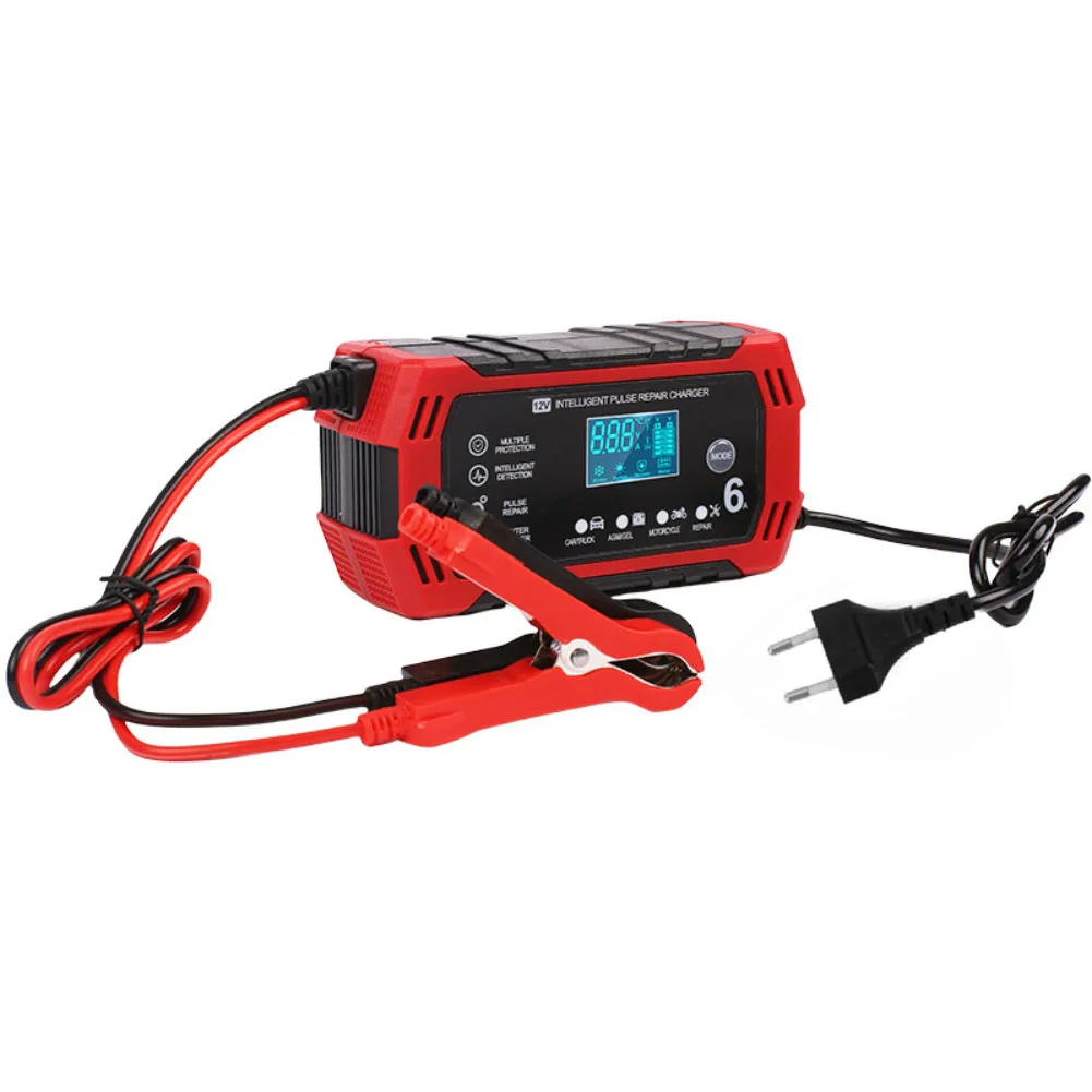 6A 12V Car Battery Charger with LCD Screen for Charging For Cars Trucks Motorcycles and Various Acid Batteries