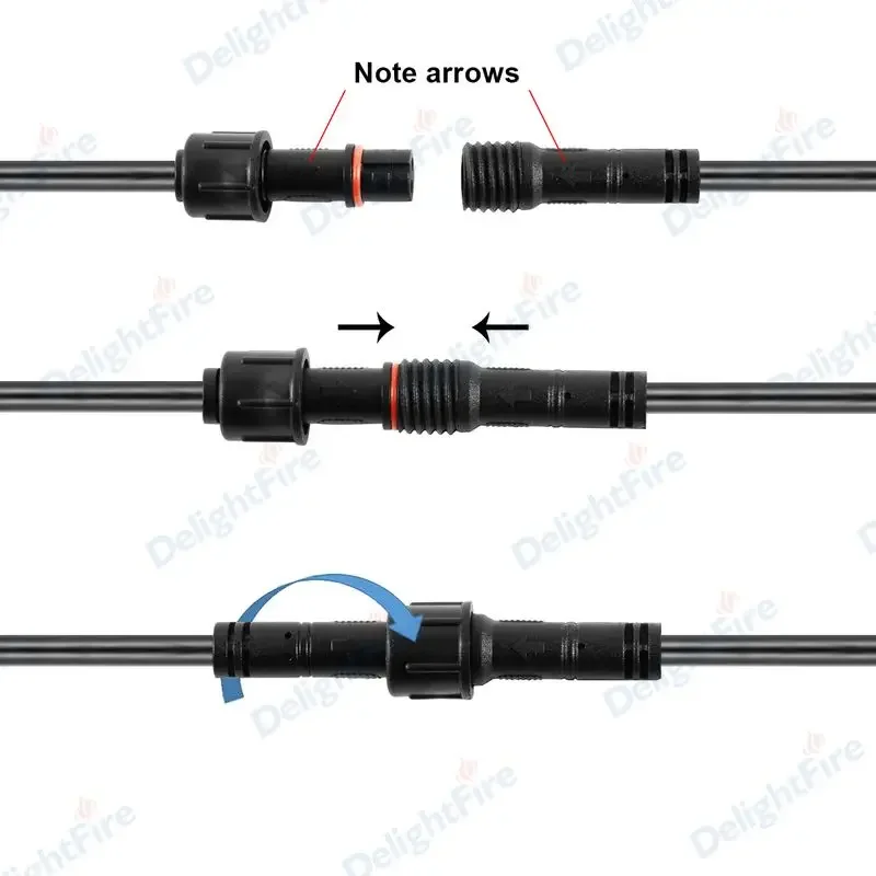 IP67 Wasserdichtes Verlängerungskabel 22AWG 2-Pin 3-Pin 4-Pin Wasserdichter Stecker für LED-Außenbeleuchtung Motorrad – Detail 3