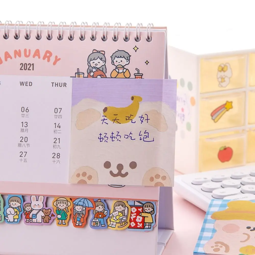 80 Sheets/Pack Square Animals Oil Painting Sticky Notes Cute Animals Ins N Times Sticky Notes Bear Rabbit Cartoon Memo Pad