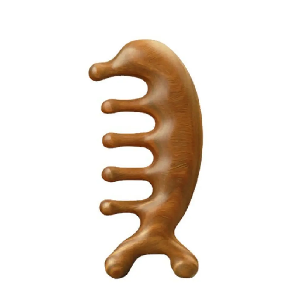 

Green Sandalwood Comb Massager for Scalp, Neck, and Body - Handmade Gua Sha Tool