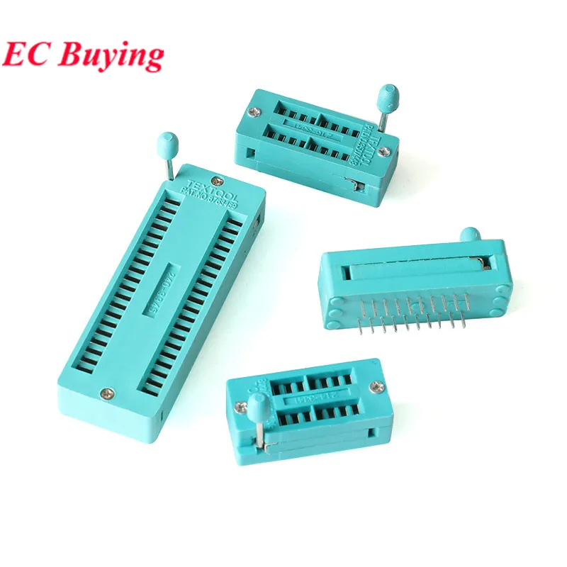 IC Sockets Lock Seat 14 16 18 20 24 28 32 40 Pin Wide/Narrow 2.54 MM Green DIP Universal ZIF Test Solder Type 14P/16P/18P/20P