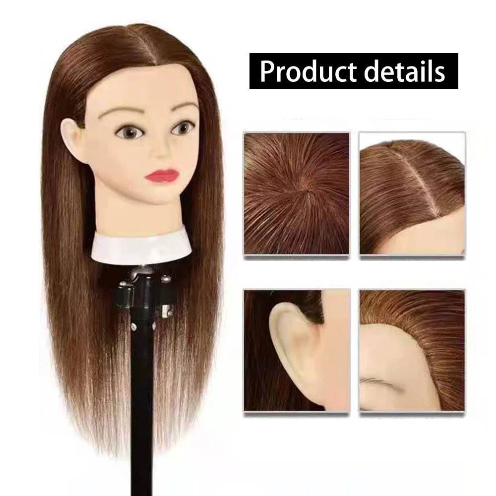 Têtes de Mannequin 100% Cheveux Humains, pour la Formation Capillaire, Peut Perm/Dye/Wiltshire ach et Pratiquer le Maquillage