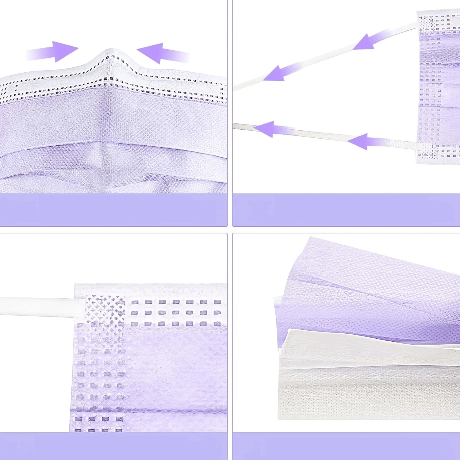 Nilai Luar Biasa! Masker Sekali Pakai Ungu - 3 Lapisan yang Bernapas dan Nyaman, Tali Telinga yang Dapat Disesuaikan dan Bantalan Hidung yang Pas - 200/100/50/10 Buah, Murah untuk Penggunaan di Rumah, Dapat Dibeli dalam Jumlah Besar, Sempurna untuk Aktivitas Luar Ruangan, Rumah, Perjalanan, Kantor, Sekolah, Uniseks