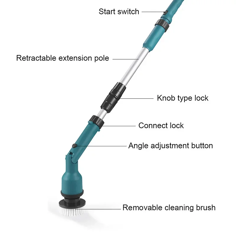 Electric Toilet Brush Kits For Makita Battery (No Battery) Handle Retractable Cleaning Brush Household Bathroom Cleaning Tools