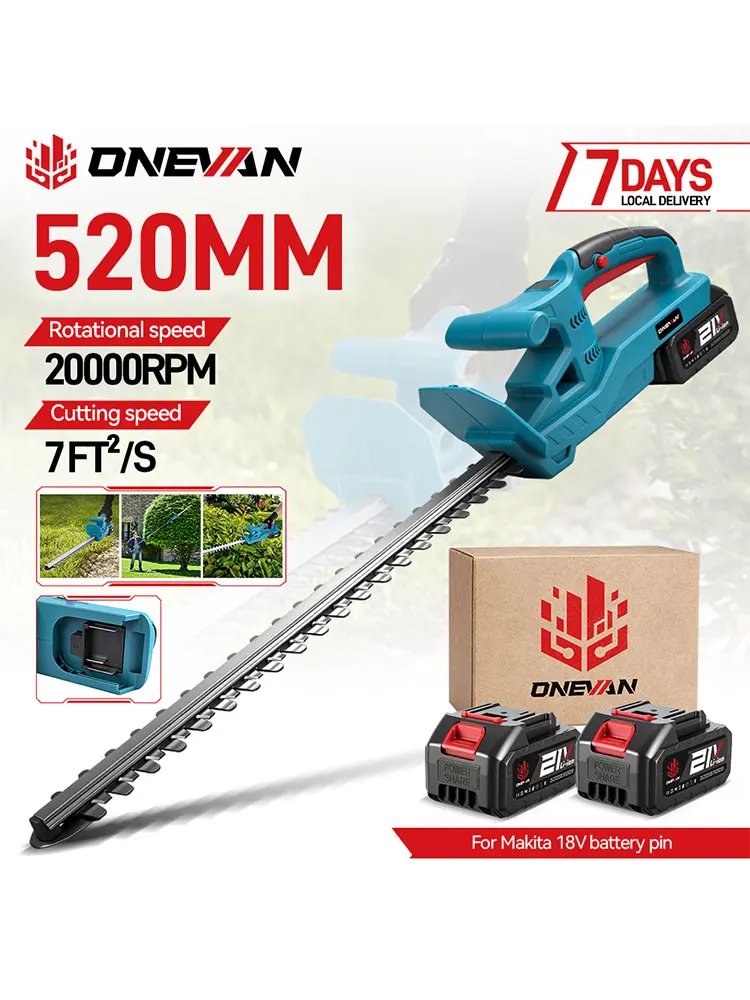ONEVAN 20-Zoll Elektrische Heckenschere 20000 U/min Kabellose Garten- und Hof-Handschneidemaschine für Makita-Akkus