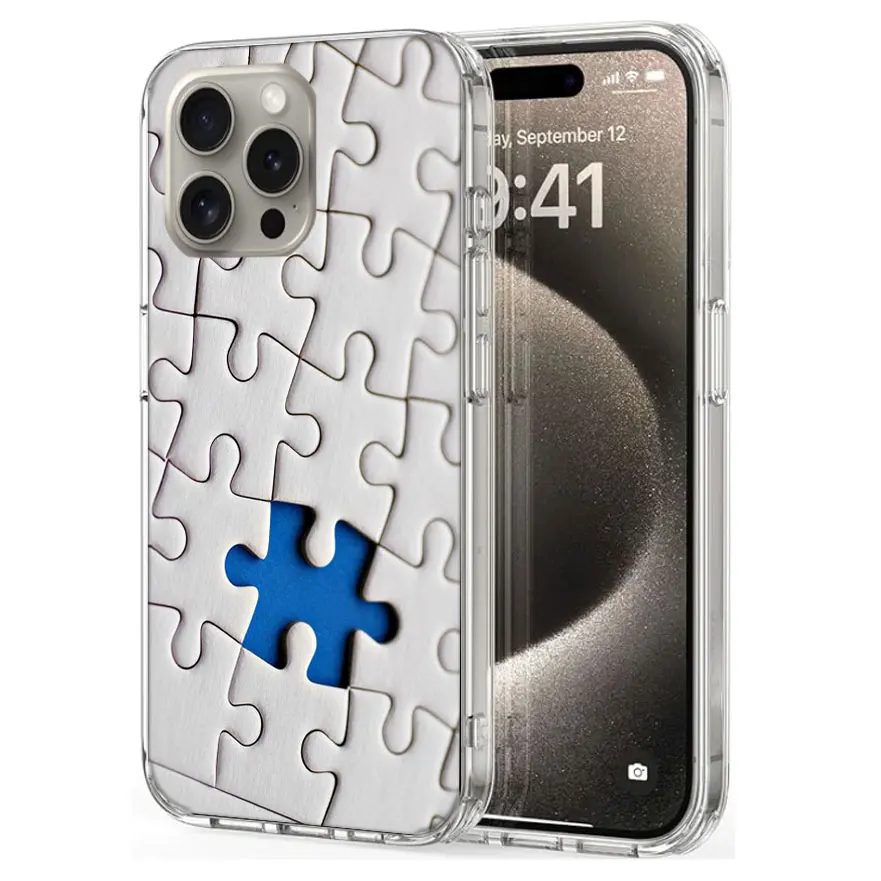 Autism Support Puzzle Clear For Apple iPhone 16 15 Pro Max Cover 14 Plus 13 12 Mini 11 Pro XR XS Max Phone Case Silicone TPU Cut