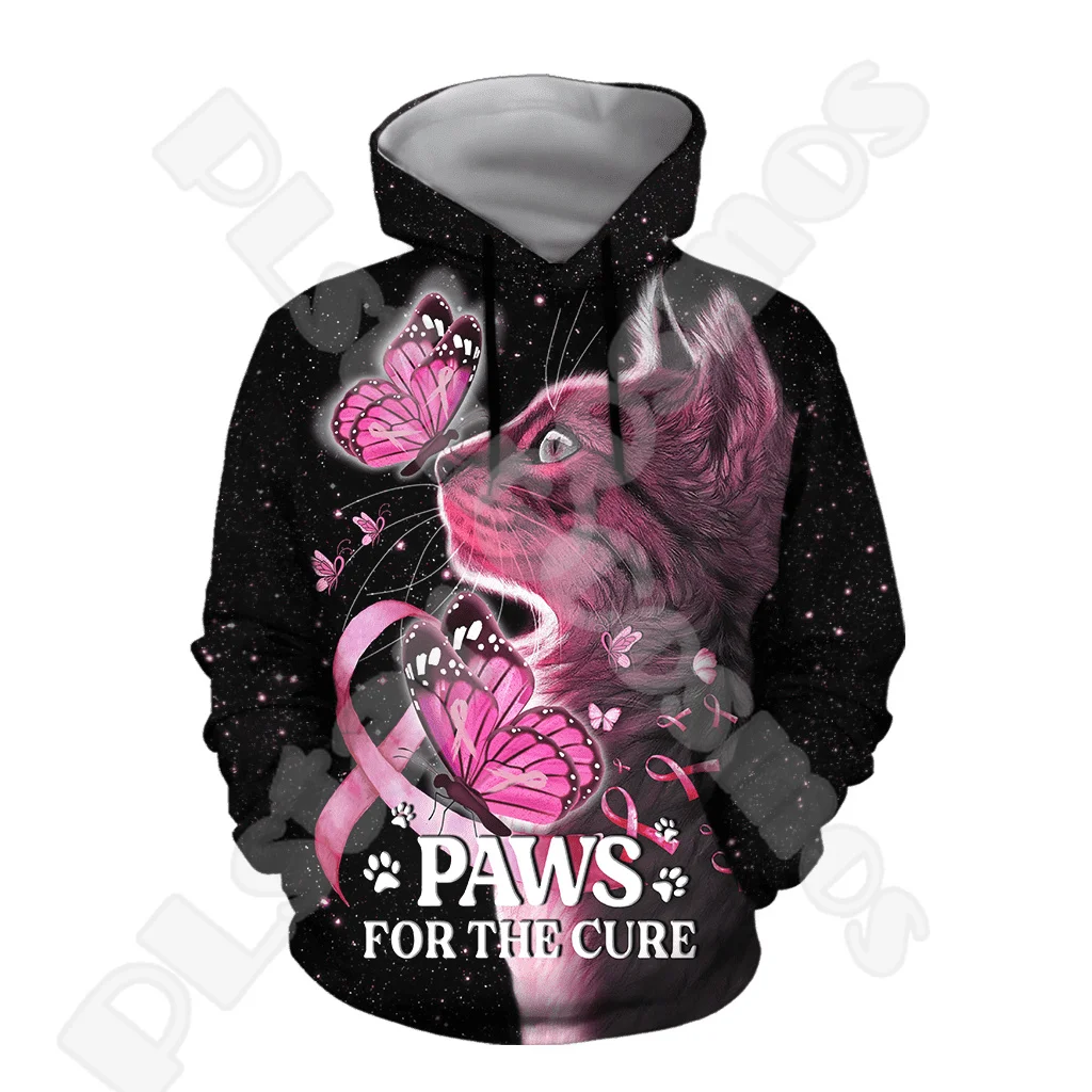 Nom personnalisé Cancer du sein combattant rose tatouage coloré rétro Vintage 3DPrint pull Harajuku décontracté drôle veste à capuche A11