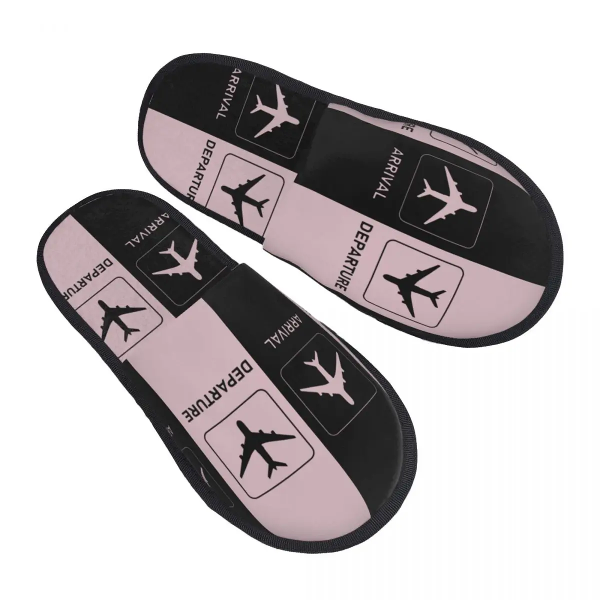 Custom Plane Arrivals And Departures House Slippers Soft Memory Foam Plane Aviation Aviator Airplane Slip On Hotel Slipper Shoes