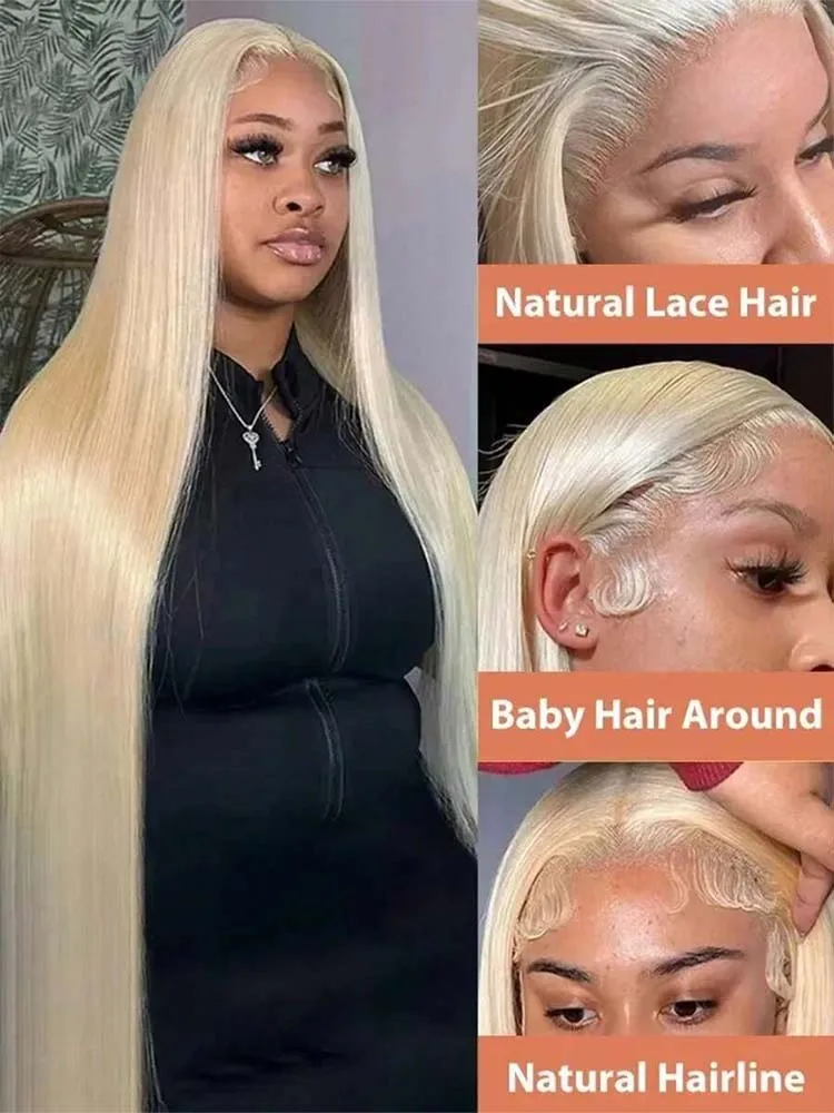 16 34 Inch 613 Blonde Straight 13x4 13x6 HD Transparent Lace Front Human Hair Wigs For Women Brazilian Lace Frontal Wig