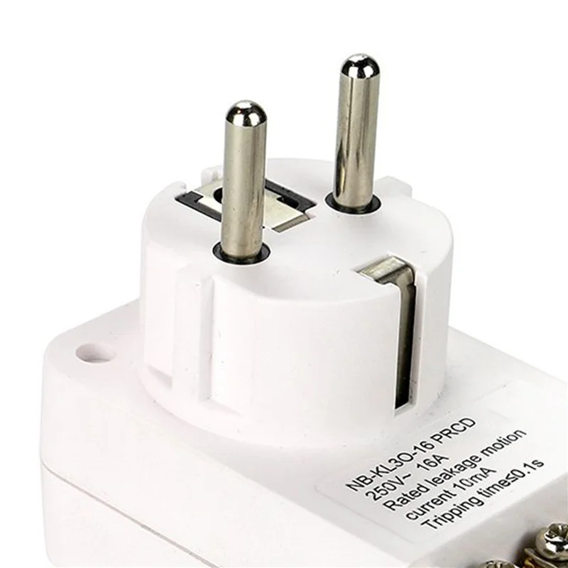 BHTS-5X FI Circuit Breaker Personal Protection Replacement Plug 10Ma Residual Current Circuit Breaker 16Amp EU Plug,White