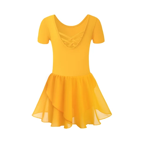 Imagen 2 del producto Leotardo de manga corta para niñas con falda vestido de baile ropa de ballet para niños pequeños
