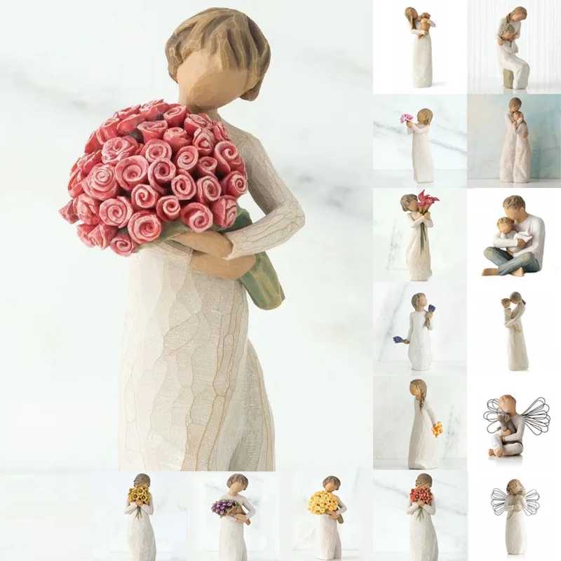 

Hot Sale Imitation Wood Carving Figures Resin Ornaments Warm Family Parent-child Sculpture Desktop Decor Home Couple Decoration