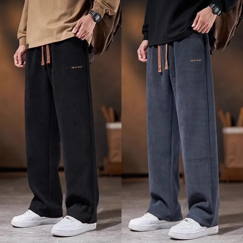 

Thiened Corduroy Straight Leg Casual Pants Men's Autumn Winter Wear Resistant Stainproof Leisure Trousers for Working Outdoors