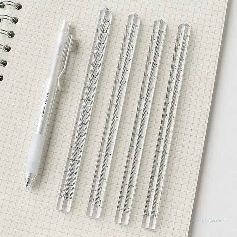 M17F Righello acrilico trasparente Righello matematico portatile Righello triangolare per artisti Designer Campo 0-15