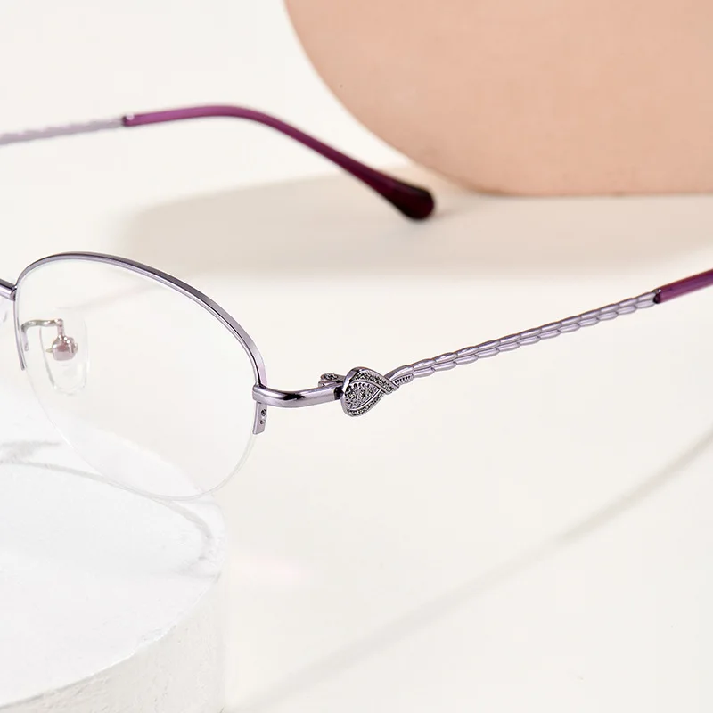 51-17 نظارات قراءة نسائية جديدة خفيفة للغاية بنصف إطار بيضاوية مضادة للأزرق عدسات طبية مخصصة لقصر النظر الاستجماتيزم #2