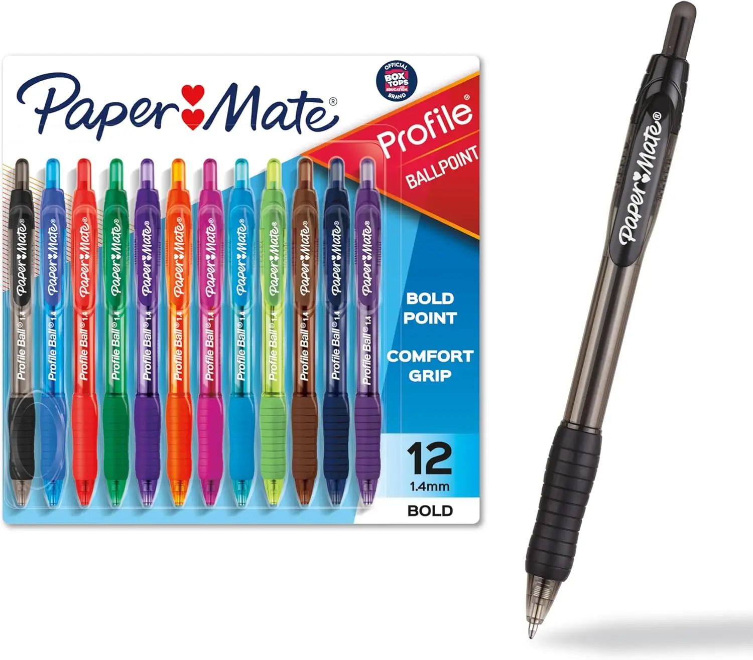 

Retractable Ballpoint Pens, Bold 1.4mm Tip, Assorted Colors, 12-Pack for School, Home & Office Supplies