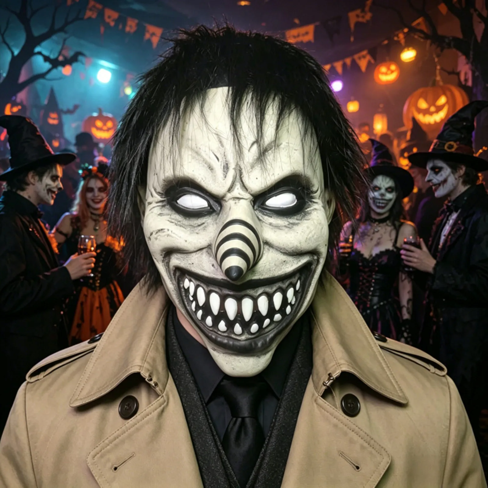 Spiralförmige Nasenmaske Gruselige Vollkopf-Dämonenmaske aus Latex Horror Halloween Cosplay Requisiten – Detail 1