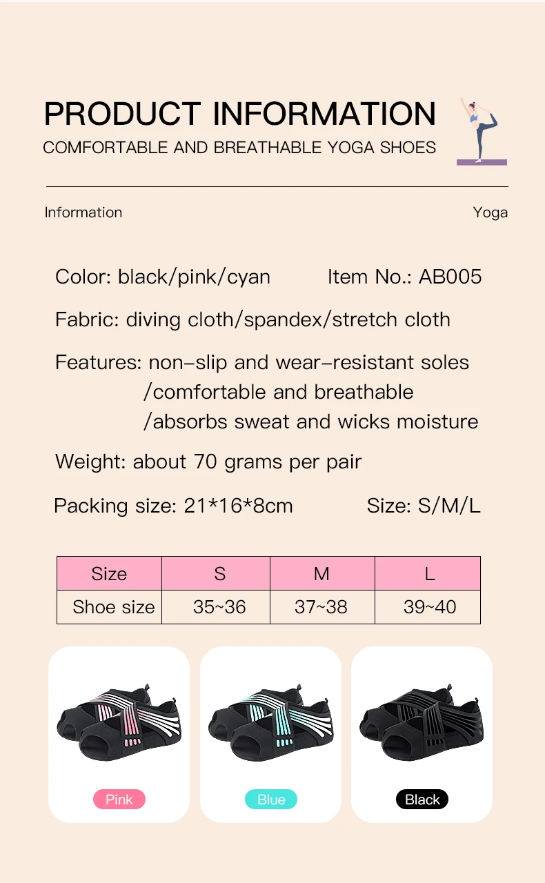 Professionelle rutschfeste Gym Yoga Schuhe flache weiche Anti-Rutsch-Sohle Ballett Fitness Tanzschuhe Pilates Yoga Schuhe Socken – Detail 9