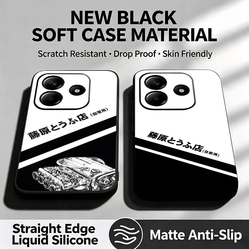 Drift car Anime Initial D Phone Case For Xiaomi Redmi Note 17 15 14 13 12 11 Pro Plus S 5G 14C A3 Soft Black Phone Cover