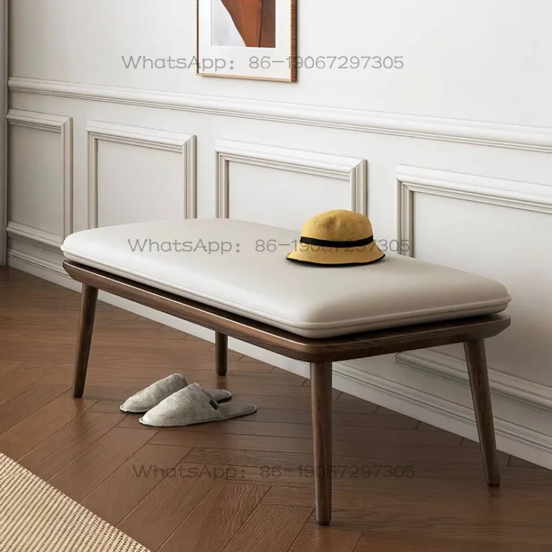 Soft Bag Solid Wood Shoe Change Foot Sofa Bedside Solid Wood Shoe Stool
