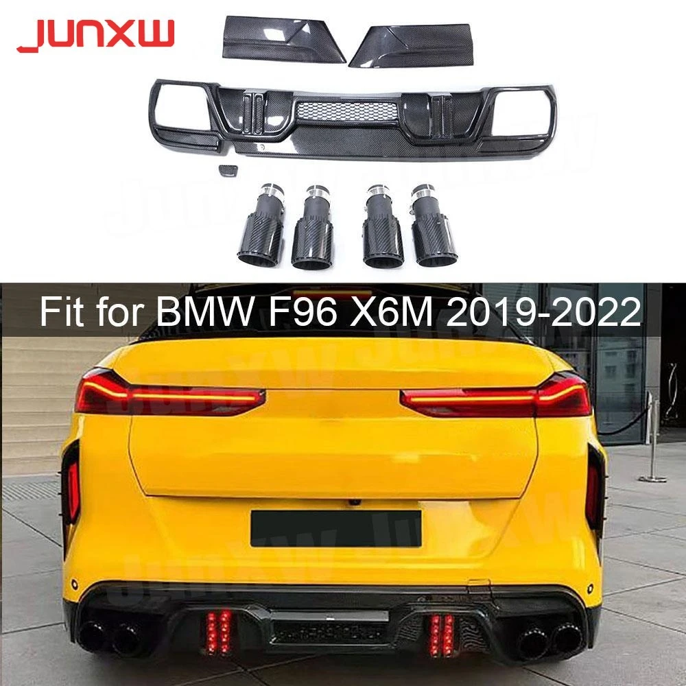 

Rear Bumper Diffuser Bodykit for BMW F96 X6M 2019-2022 Rear Bumper Lip Chin Splitters With Exhaust Tips Car Styling