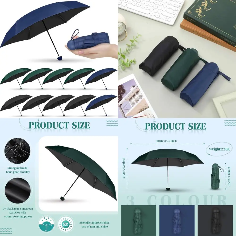 

Compact Lightweight Travel Umbrellas, 12 Pack, Folding UV Protection, Windproof, Collapsible for Pocket Use