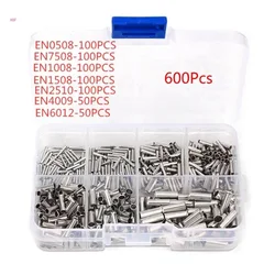 Pack of 600 Wire End Ferrules Assortment Wire End Ferrules set Uninsulated Cable Sleeves for Wire Connection