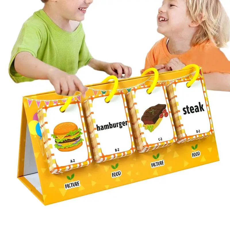 Kinder-Flash-Karten, Kinder-Lebensmittel, kognitives Spielzeug, kognitives Spielzeug für Kleinkinder, die doppelseitige Karten für die Sprachpädagogik lernen