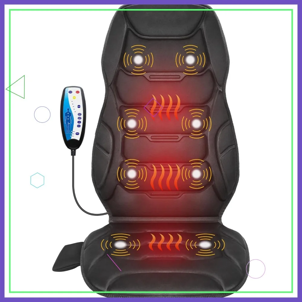 

Подушка для массажа с подогревом, 8 вибрационных элементов, 5 режимов, для дома и офиса - идеальный подарок