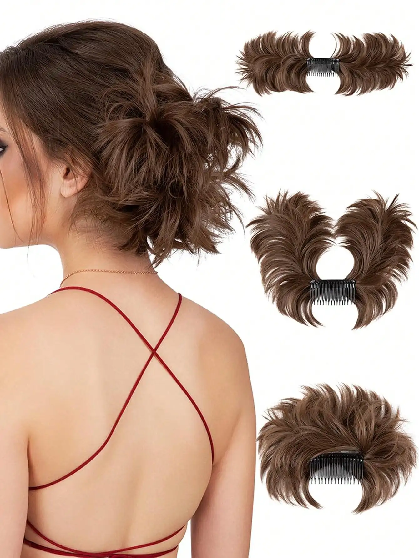 Messy Bun Hair Piece Side Comb Clip in Hair Bun Hairpiece for Women Short Natural Straight Versatile Adjustable Styles Easy Hair