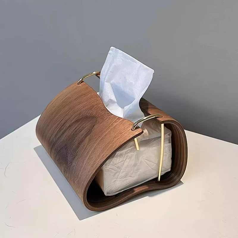 

Creative Portable Wood Tissue Box High-end Living Room Desktop Ornaments Xiaozhong Personality Vehicle-mounted Tissue Storage