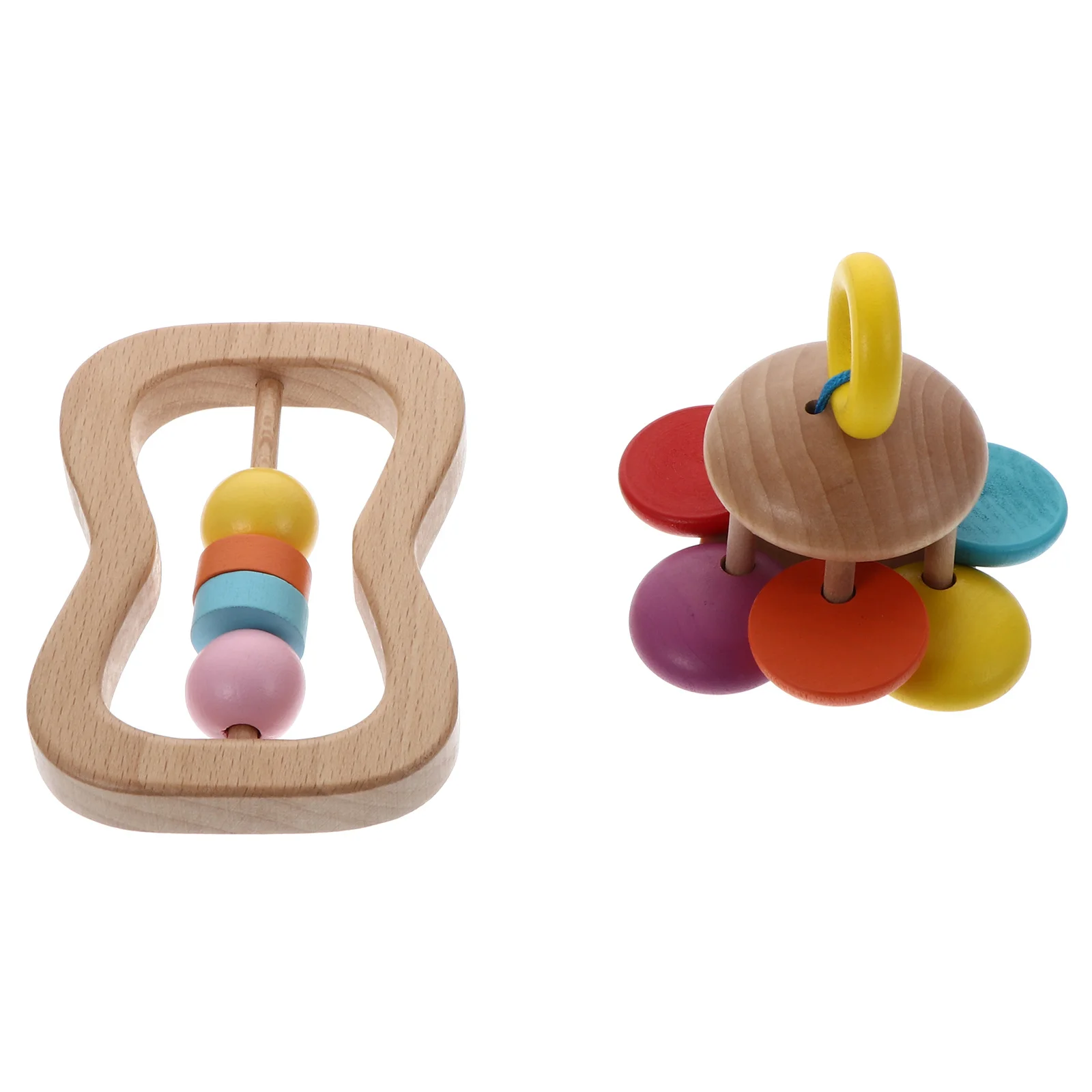 2Pcs Wooden Rattle Bells Lightweight Skin Friendly Baby Educational Plaything Handheld Music Bell Infant Motor Coordination
