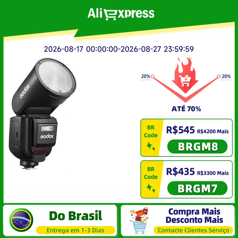 Godox V1 Pro Camera Flash Light, Speedlight, TTL, 2.4G, HSS para DSLR Mirrorless, Canon, Sony, Nikon, Fujifilm, V 1