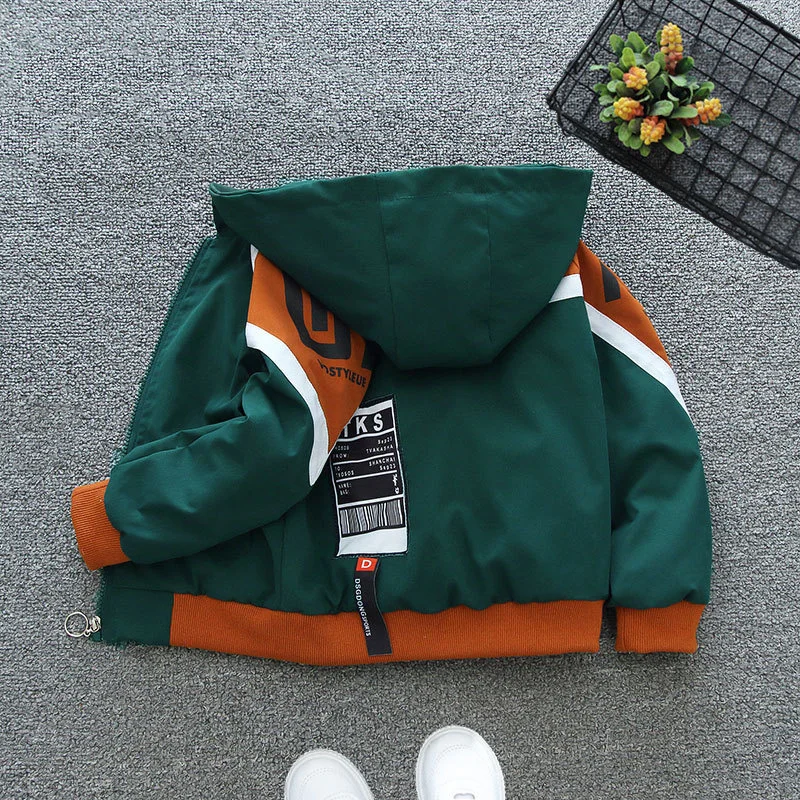 

Casual trench coat, spring and autumn boy hooded jacket, children's clothing, long-sleeved overcoat for teenagers, waterproof