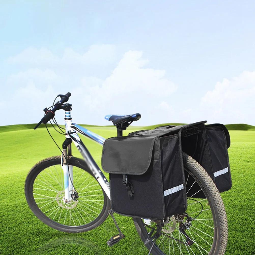 

Large Compartments Bike Pannier Bags Waterproof Rear Pack Reflective Stripe 600D Non Woven Fabric Durable Fits Books Outfits