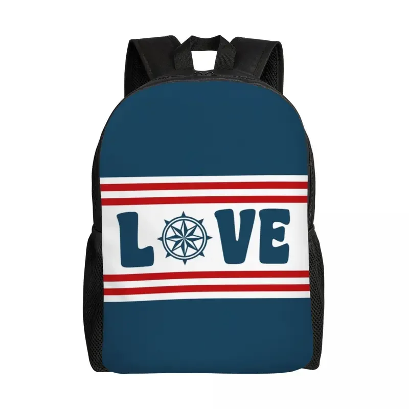 Love Compass Backpack for Men Women Waterproof School College Nautical Sailing Sailor Bag Print Bookbags