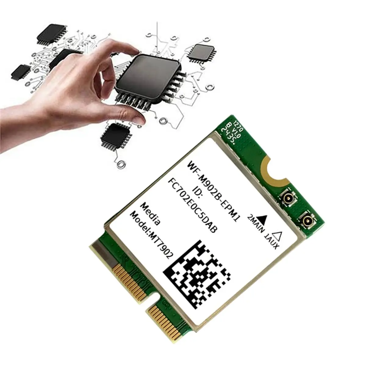 MT7902 WiFi6E Card+2x Antennas 2.4GHz 5GHz 6Ghz Tri Band Bluetooth 5.3 NGFF Wlan Card for WIN10/11 Laptop PC