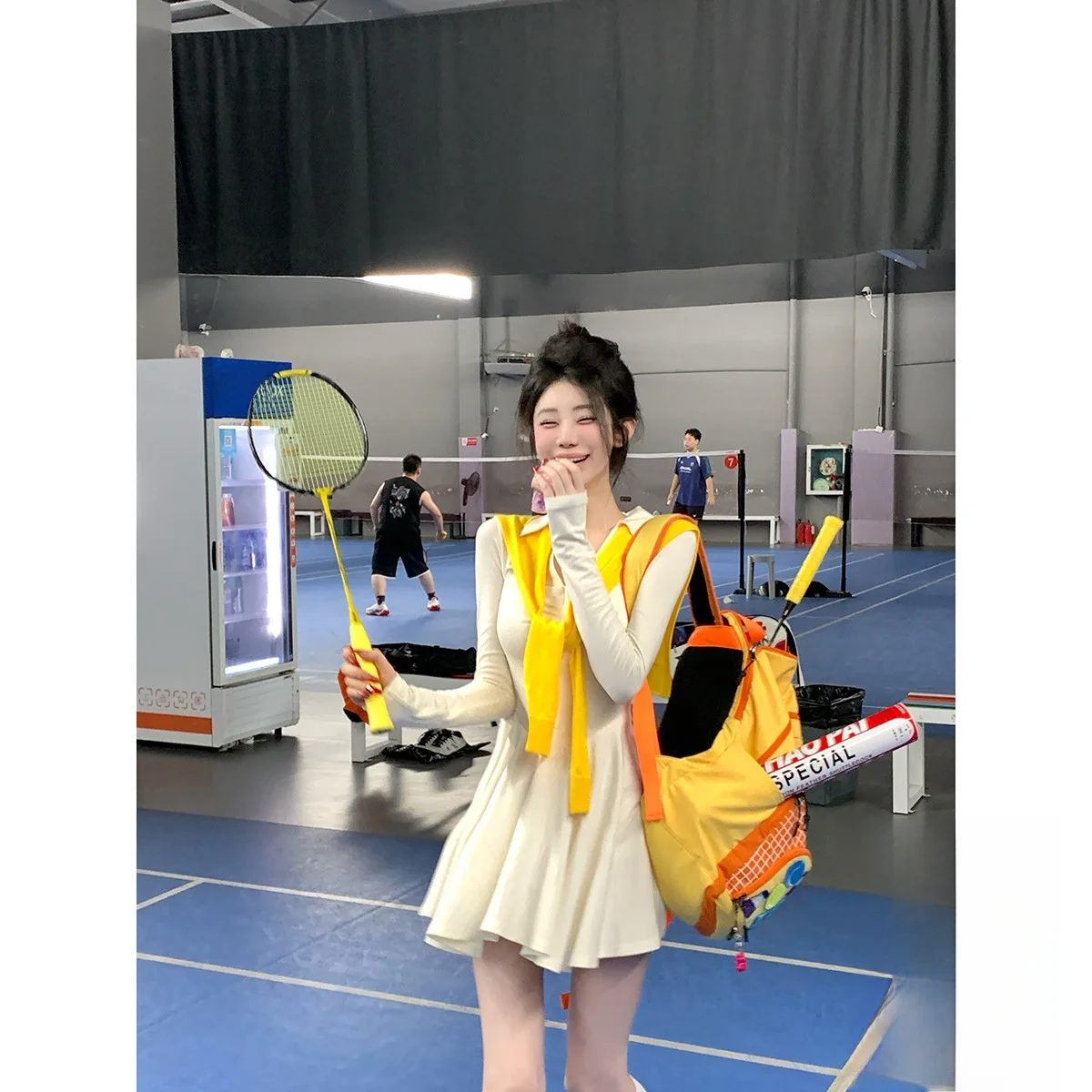 

Sy Весна Лето Длинный воротник Све Academy Sle Повседневная спортивная юбка трапециевидной формы с высокой талией Трикотажная мягкая ткань