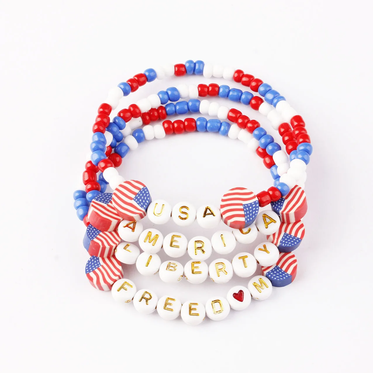 1 Piece Independence Day USA American Seedbeads Bracelets for Women 4th of July Gift