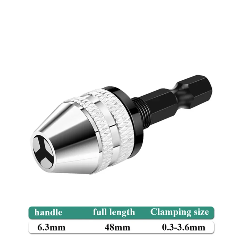 Keyless Drill Bit Chuck 6.35mm Self-Tighten Electric Drill Bits Collet Fixture Tools Hex Shank Quick Change Converter Dril Parts