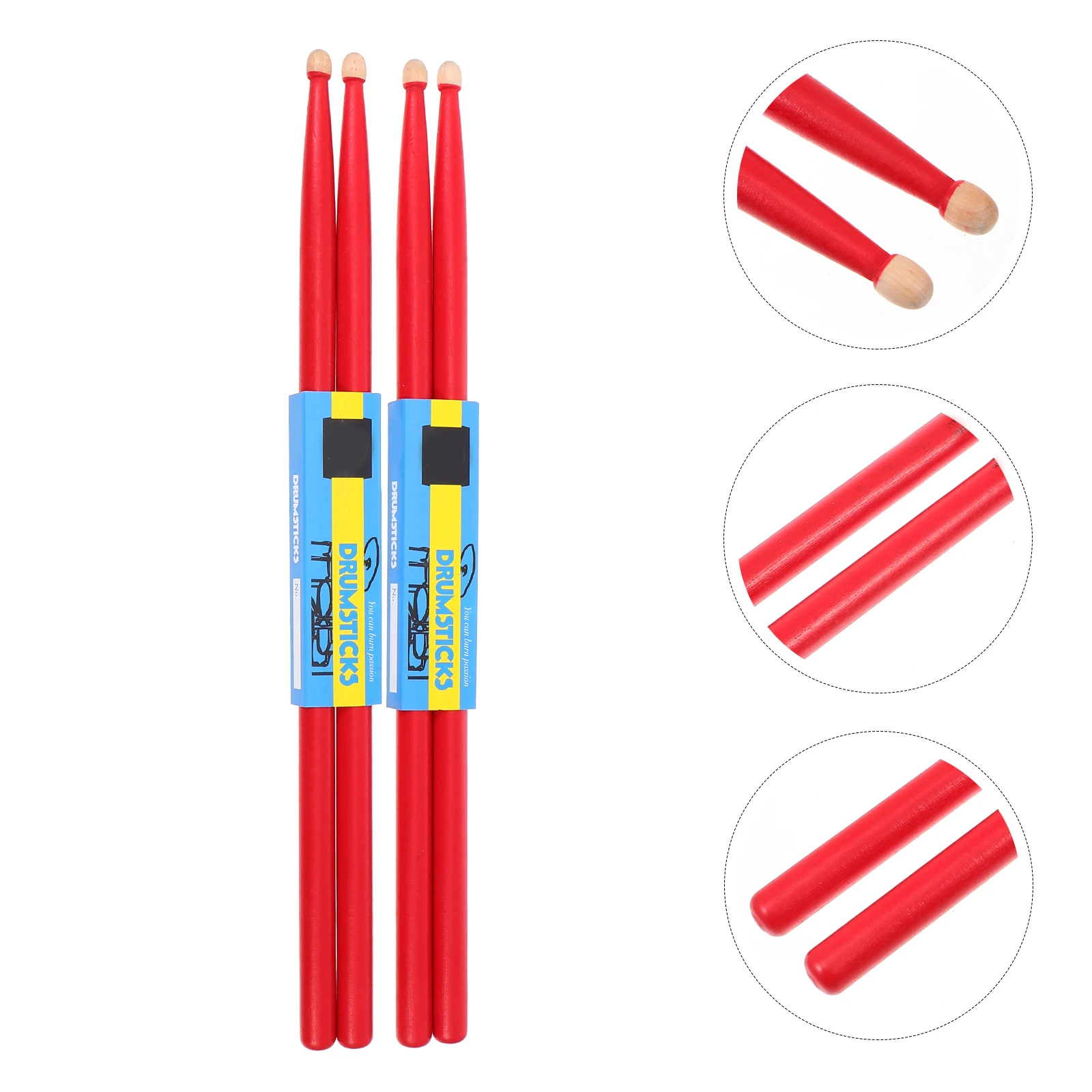 

2 Pairs Maple Sticks Drums Drumsticks Musical Instrument Percussion Instruments Classic