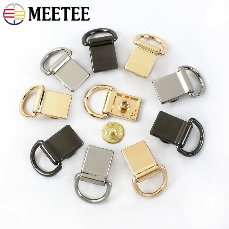 4/10/20Pcs Meetee Metal D Ring Bag Side Clip Buckles With Screws Leather Strap Connector Hook Clasp Hanger DIY Craft Accessories