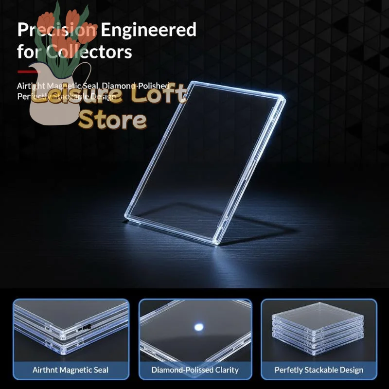 Clear Acrylic Snap Card Holder 10PCS Dustproof Trading Card Display Case for Sports Gaming Collection Cards